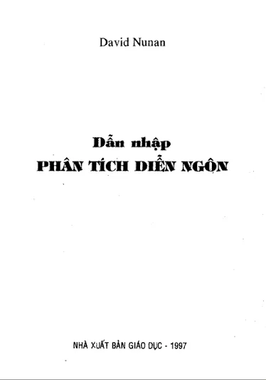 Dẫn Nhập Phân Tích Diễn Ngôn, David Nunan